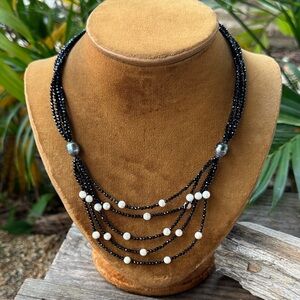 Jay King Beaded Crystal and Pearl Necklace with Sterling Ends